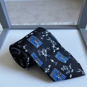 LLooney Tunes Mens Neck Tie Black USPS 32c Stamp Vintage 1997 Bugs Taz tweety